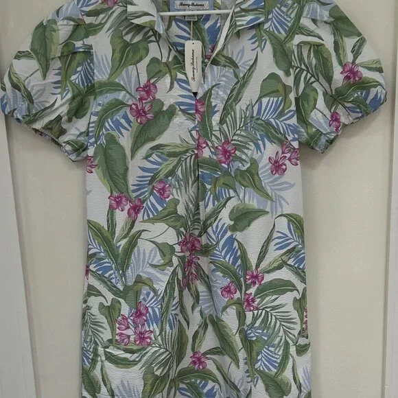 Tommy Bahama Gulf Shore Floral Belted Seersucker Dress Size L - Picture 6 of 10